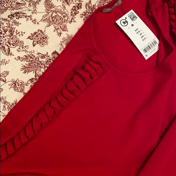 Red Sweater Dress with Sleeve Cut Outs - Picture 5 of 9